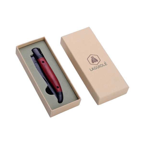 Сгъваем нож LAGUIOLE FOLDABLE KNIFE BLACK BLADE RED PAKKA, червено дърво 40269011