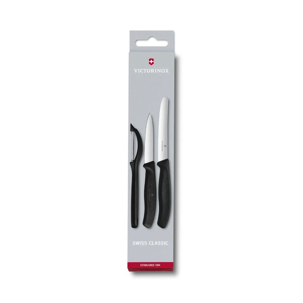 Комплект Victorinox Swiss Classic, два ножа и белачка, черни 6.7113.31