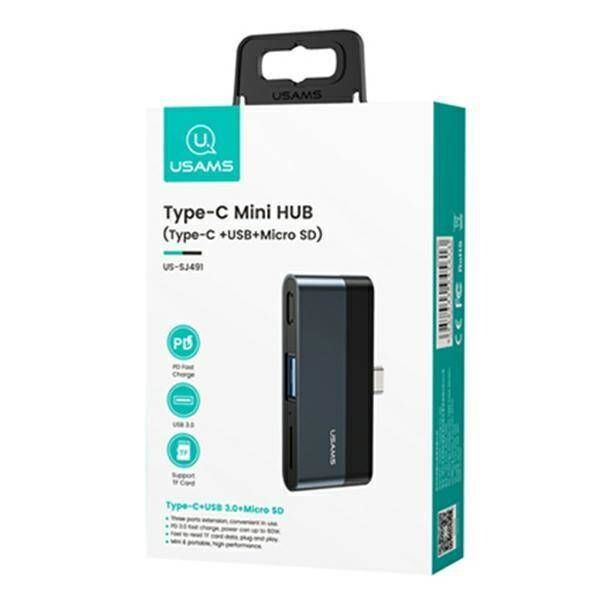 Хъб Usams SJ491 Type-C Mini HUB (Type-C+USB+Micro SD) SJ491HUB01