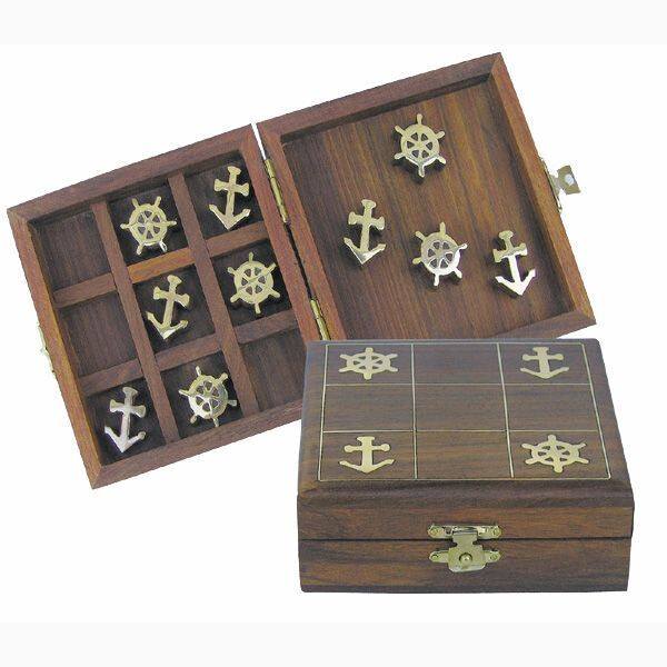 Морски шах в дървена кутия, месинг SC9003