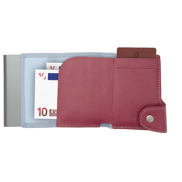 Картодържател C-SECURE XL с портфейл и монетник, Ice/ Cherry/ Grey cardholder XL-COIN-WCH001-LBL-PI-GY