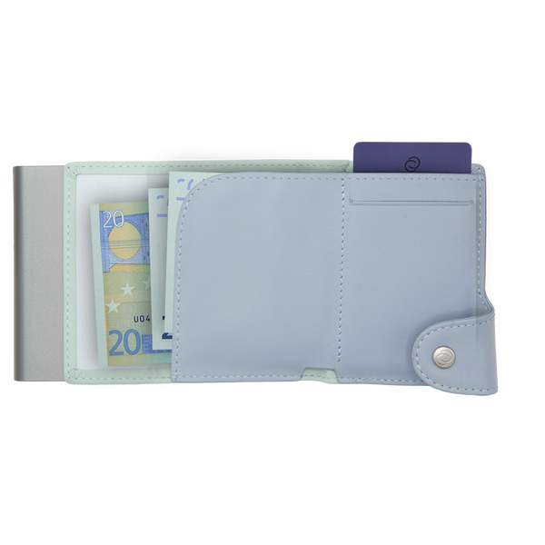 Картодържател C-SECURE XL с портфейл и монетник, Aqua/ Ice/ Grey cardholder XL-COIN-WCH001-LGR-LBL-GY