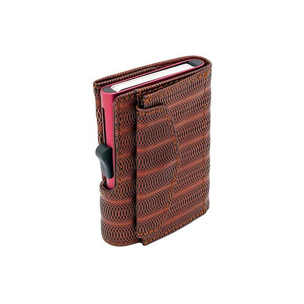 Картодържател C-SECURE XL с портфейл и монетник, Red Metallic leather XL-COIN-WCH001-MTL-RD-RD