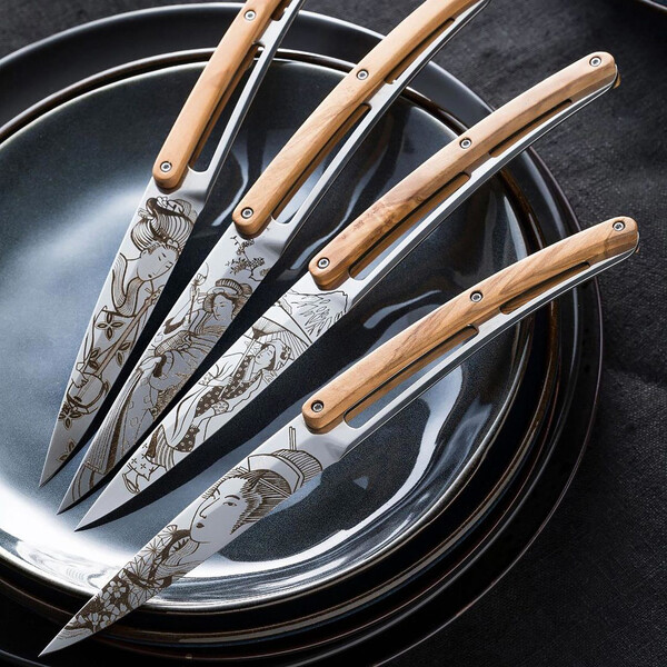 Комплект кухненски ножчета Deejo steak knives Olive wood / Japanese, 6 броя 6AB000105