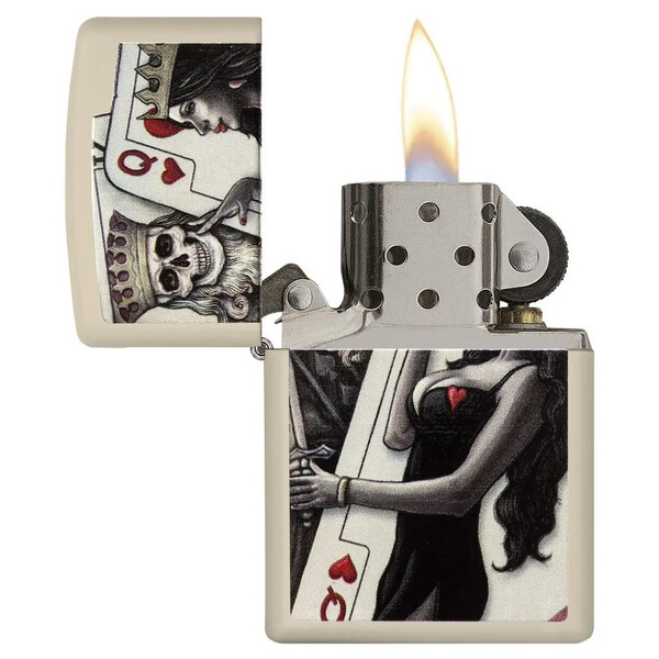 Запалка Zippo 49942 Skull King and Queen Cards Flat Sand