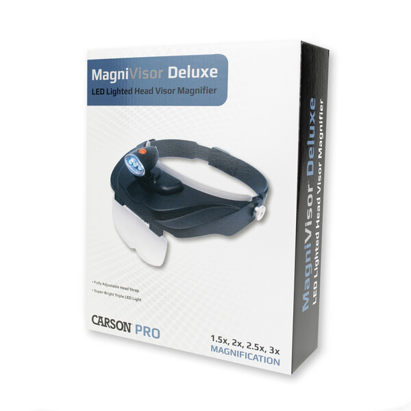 Лупа за глава Carson PRO Series MagniVisor™ Deluxe с LED осветление и 4 лещи