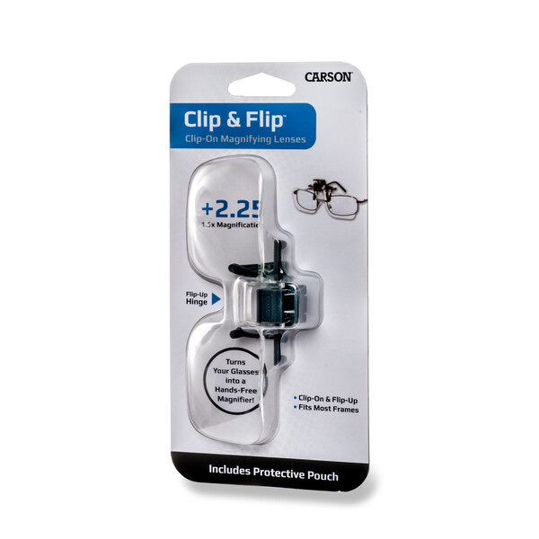 Лупа за носене с клипс CARSON Clip and Flip™ +2.25 Diopters 1.5x Power