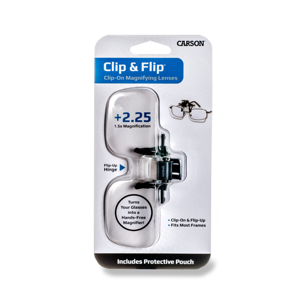 Лупа за носене с клипс CARSON Clip and Flip™ +2.25 Diopters 1.5x Power