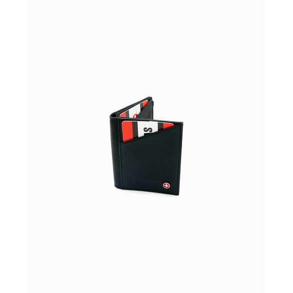 Кожен калъф за кредитни карти Swissbags с цип, черен