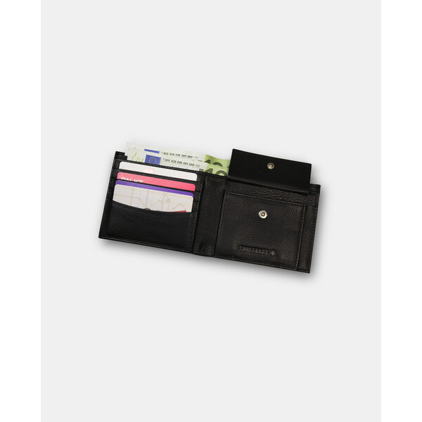 Кожен портфейл Swissbags, с монетник, черен