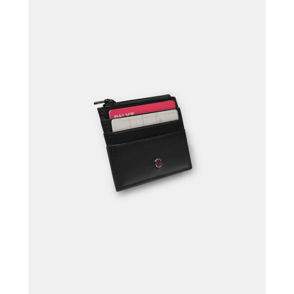 Кожен калъф за кредитни карти Swissbags, с цип, черен
