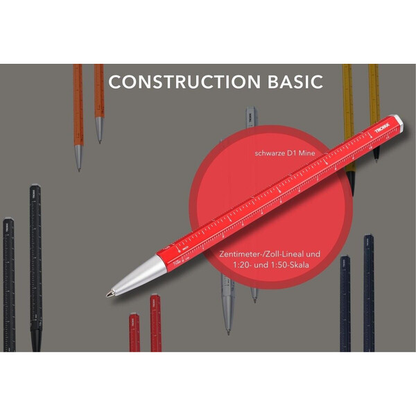 Многофункционална химикалка Troika - CONSTRUCTION BASIC, червена