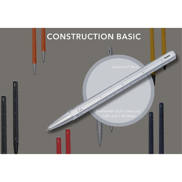 Многофункционална химикалка Troika - CONSTRUCTION BASIC, сребриста