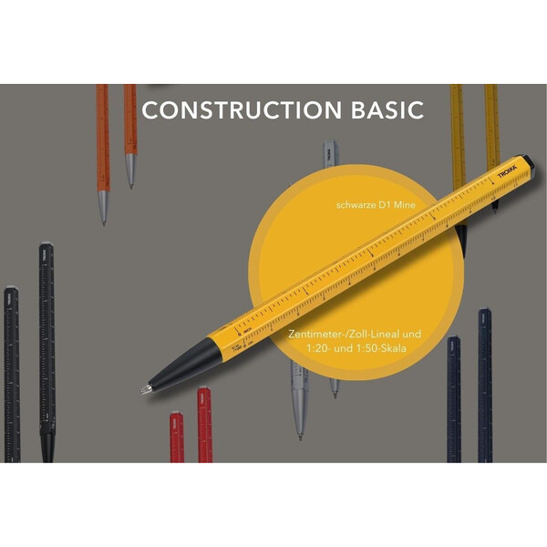 Многофункционална химикалка Troika - CONSTRUCTION BASIC, жълта