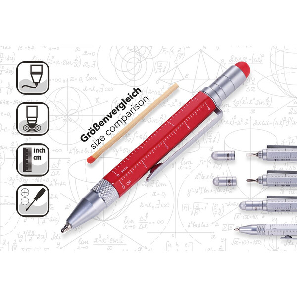 Многофункционална метална химикалка TROIKA LILIPUT TOOL PEN, червена