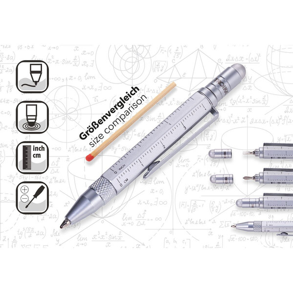Многофункционална метална химикалка TROIKA LILIPUT TOOL PEN, сребриста