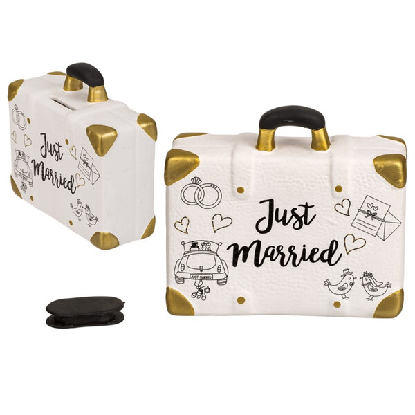 Керамична касичка куфар Just married