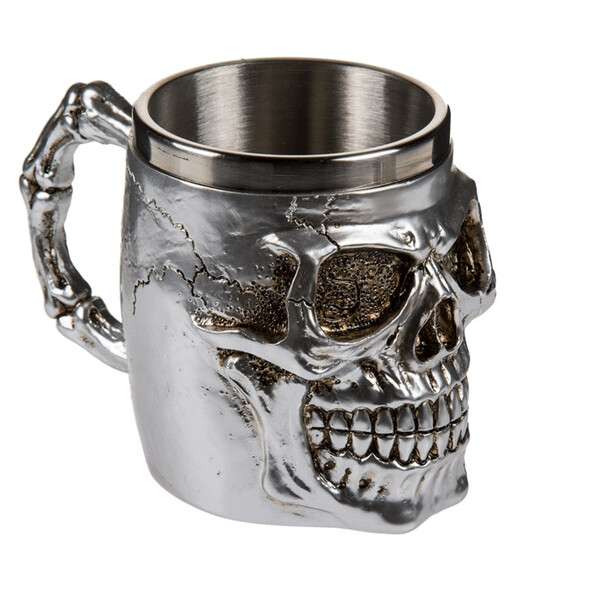 Посребрена чаша с вложка от неръждаема стомана Skull