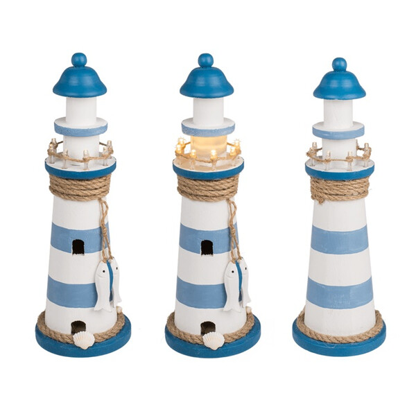 Дървен морски фар с LED светлини