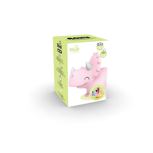 Акумулаторна нощна лампа Dhink® - Triceratops, розова