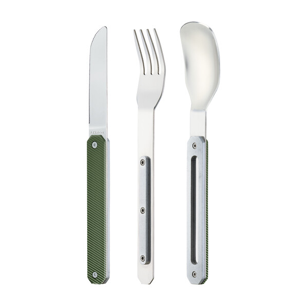 Комплект за хранене Akinod Straight Cutlery 12H34, Kaki Aluminium