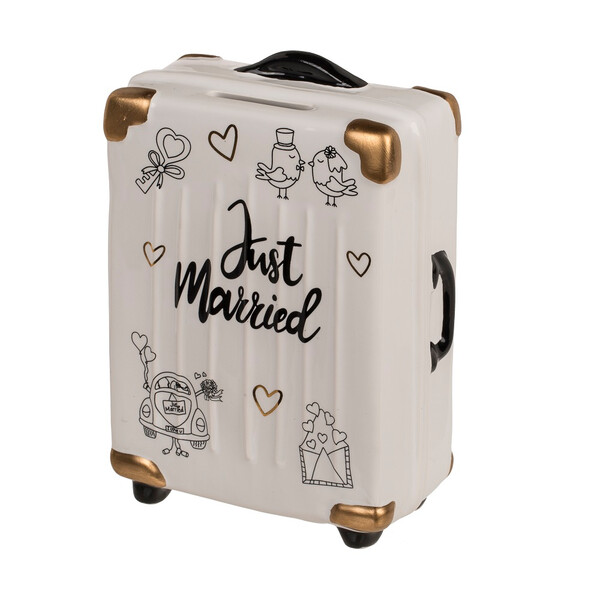 Керамична касичка куфар, Just Married