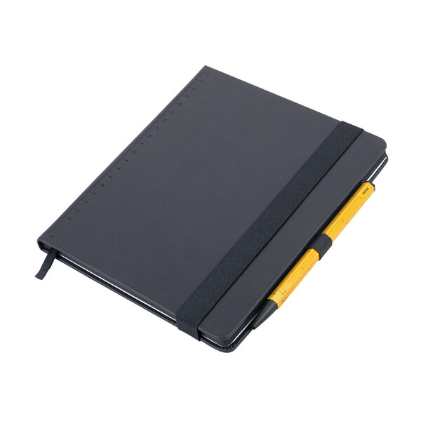 Тефтерче Troika "BLACK SLIMPAD A5", жълта химикалка