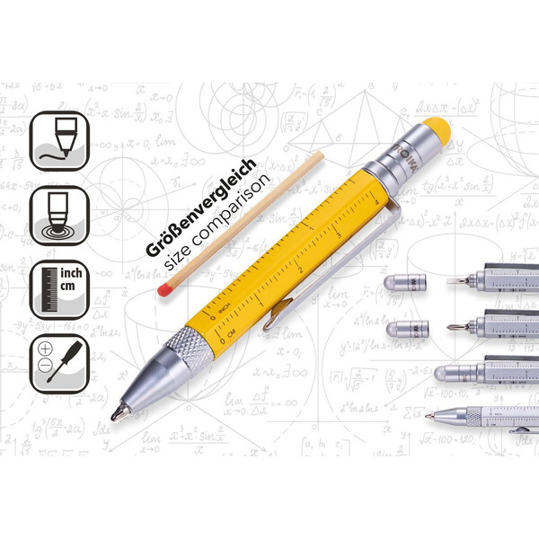Многофункционална метална химикалка TROIKA LILIPUT TOOL PEN, жълта
