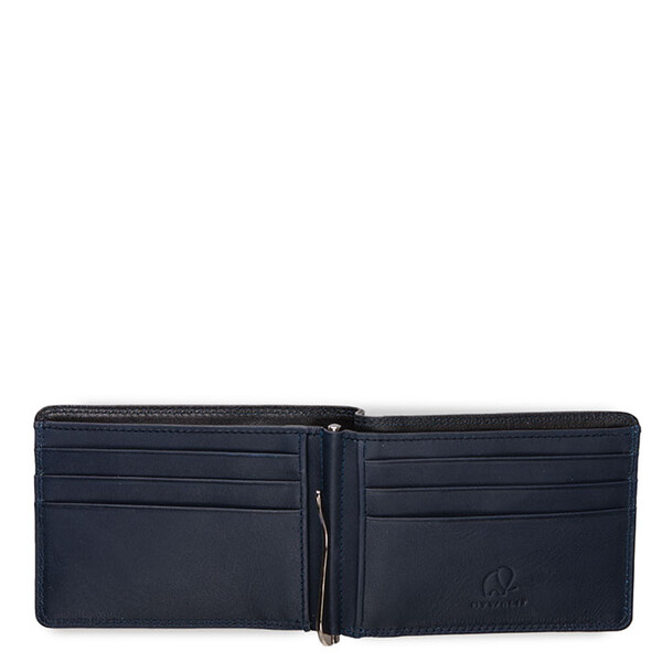 Кожен портфейл с щипка за пари Mywalit Black Blue