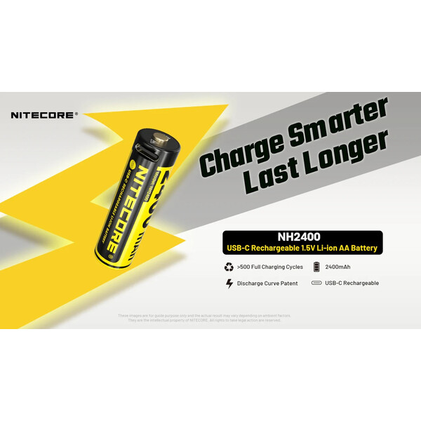 Комплект Li-ion AA батерии с USB-C порт Nitecore NH2400