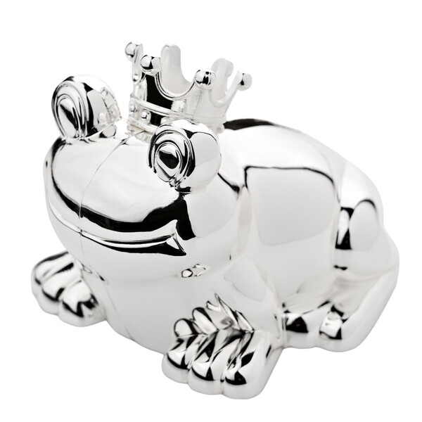 Касичка Bambino Frog with Crown, посребрена