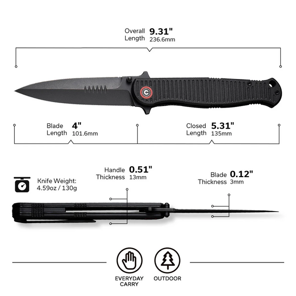 Джобен нож CIVIVI RS71 Milled Black G10