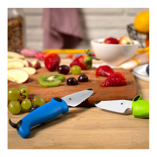 Нож Kuhn Rikon Kinderkitchen, 2 броя, син/зелен
