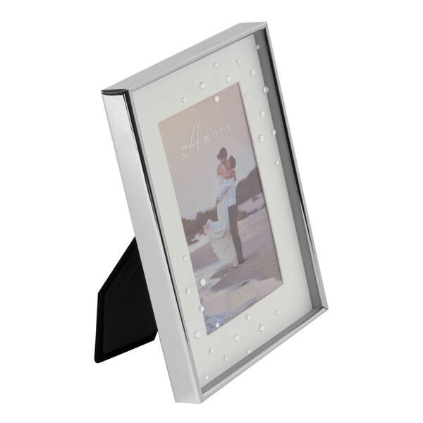 Посребрена фоторамка-кутия Amore с кристали 10 x 15 см