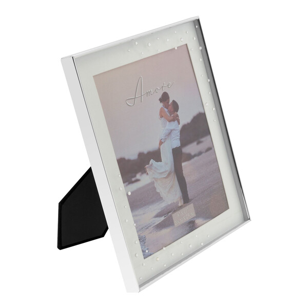 Посребрена фоторамка-кутия Amore с кристали 20 x 25 см