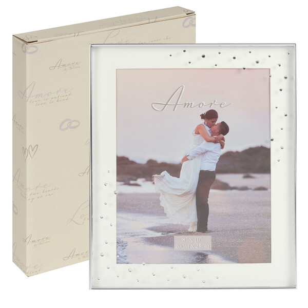 Посребрена фоторамка-кутия Amore с кристали 20 x 25 см