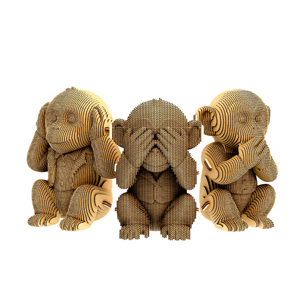 Картонен 3D пъзел CARTONIC MONKEYS TRIO
