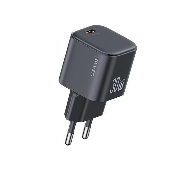 Бързо зарядно устройство USAMS USAMS US-CC262 USB-C 30W GaN FAST CHARGE, черен