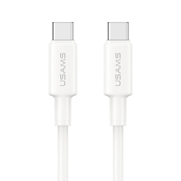 Кабел за бързо зареждане и данни USAMS SJ763 U90 60W Type-C To Type-C, 1 метър, бял