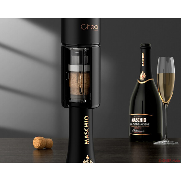 Електрически тирбушон за шампанско Cheer Moda Signature Ace, черен/бронз