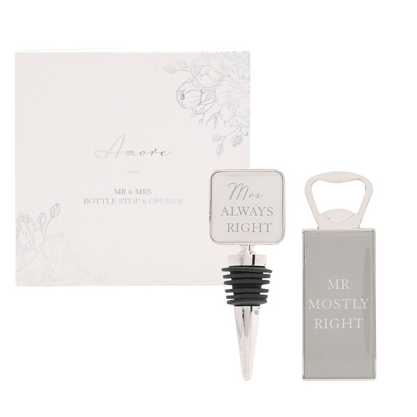 Комплект отварачка и стопер за бутилки Amore Mr & Mrs