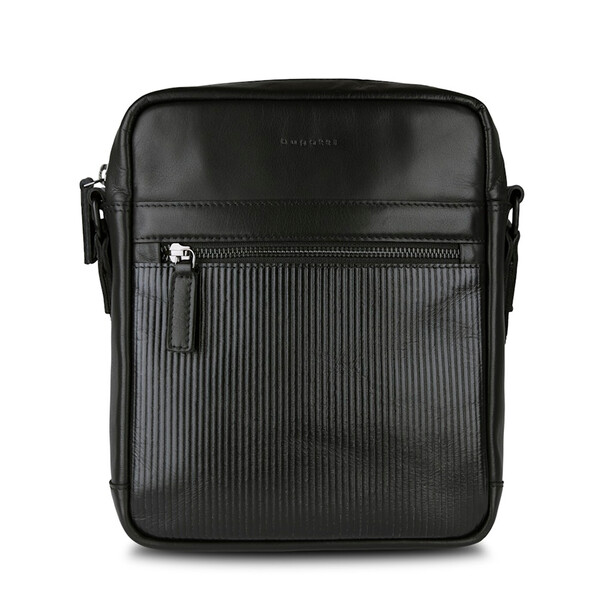 Кожена чанта за рамо Bugatti Joel L, черна