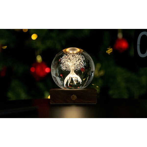 Нощна лампа Gingko Amber Crystal Light Tree of Life