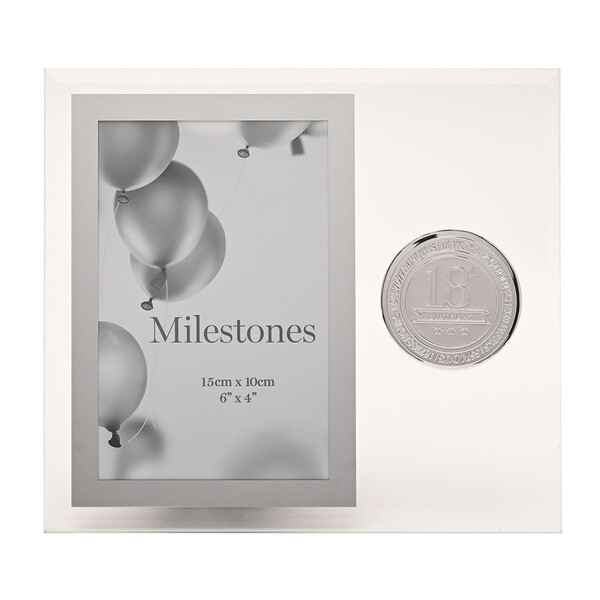 Стъклена рамка Milestone с метална значка “18“, 10 х 15 см