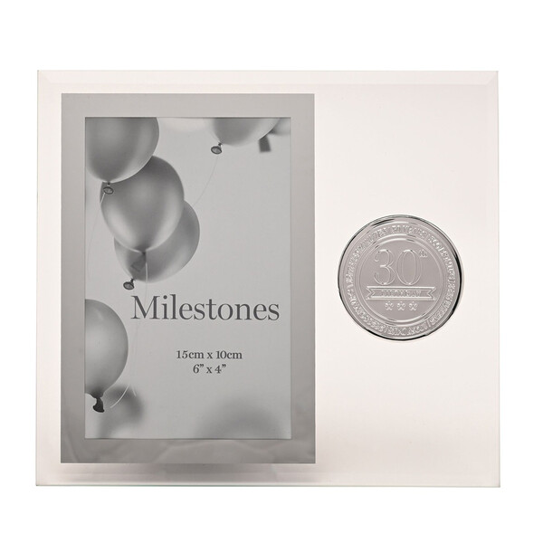 Стъклена рамка Milestone с метална значка “30“, 10 х 15 см