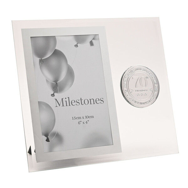 Стъклена рамка Milestone с метална значка “70“, 10 х 15 см