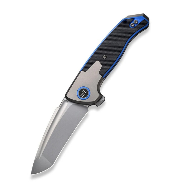 Джобен нож WEKNIFE Press Check Gray Titanium With Black/Blue G10 Inlay