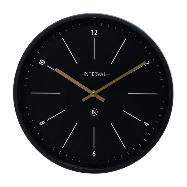 Метален стенен часовник Interval Black - 32см